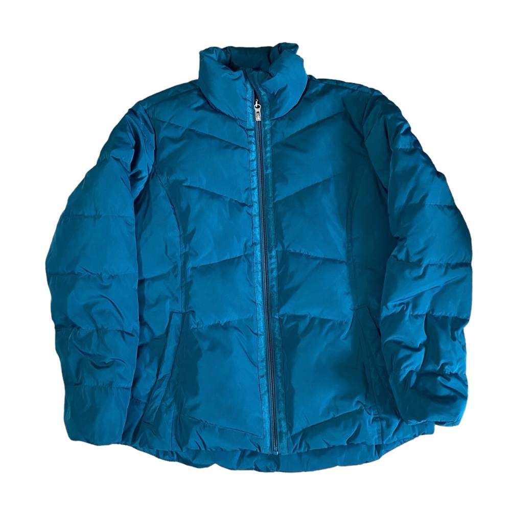 Lands End Womens down filled green winter puffer coat